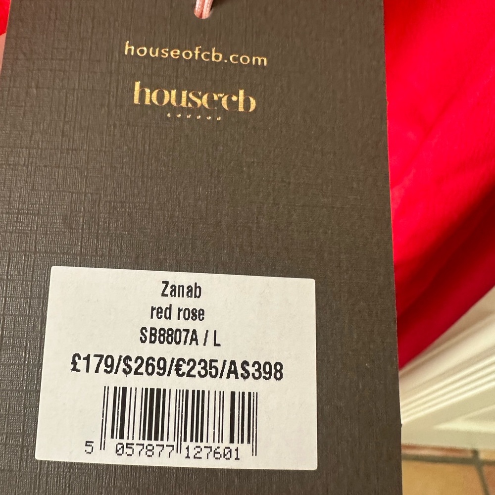 House of CB Zanab Halter Thigh-Slit Maxi Dress – Red Rose, Size L NWT Satin - Picture 7 of 10
